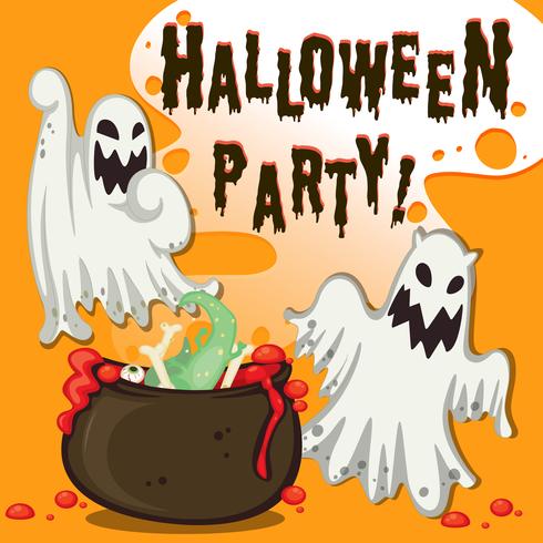Tema de Halloween com fantasma e pote vetor