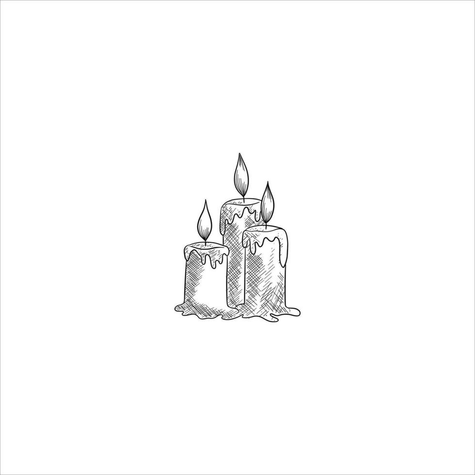 mão desenhado velas. retro esboços isolado. rabisco linha gráfico Projeto. vetor vintage Preto e branco imagens. vetor ilustração.