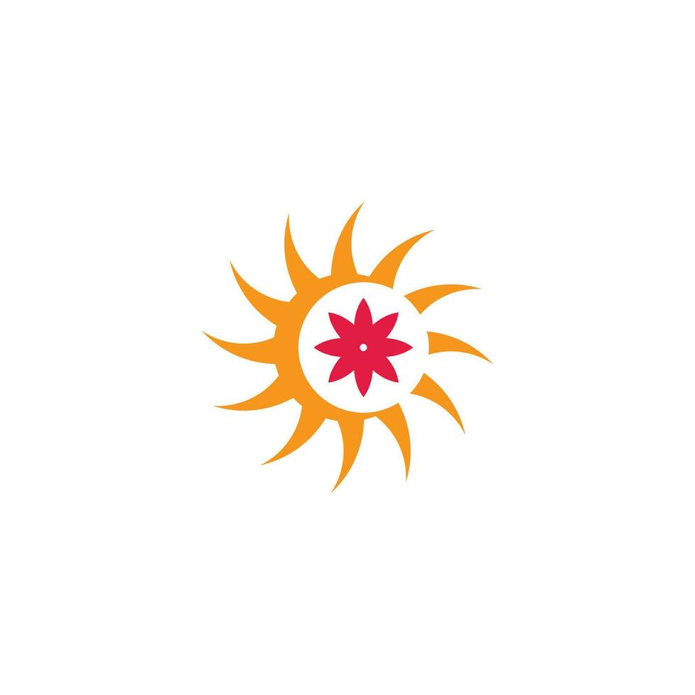 Sol e flor simples geométrico logotipo vetor