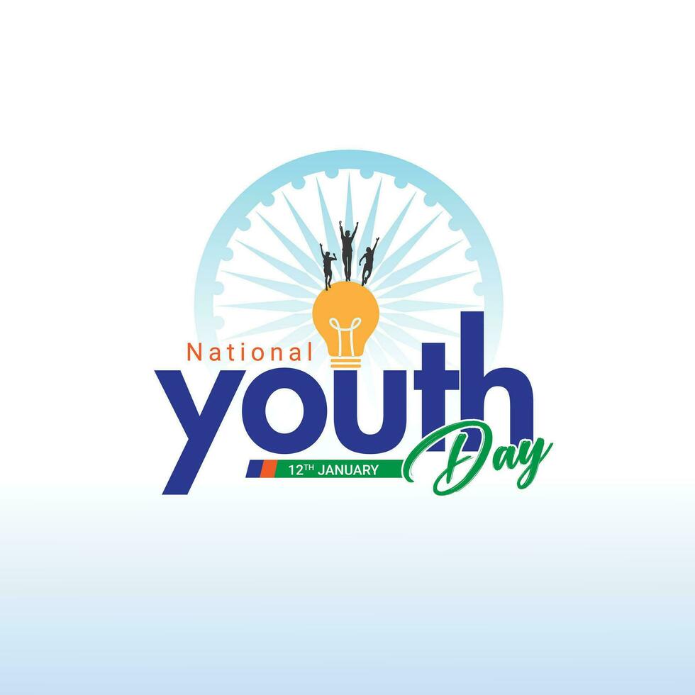 nacional juventude dia do Índia, modelo para fundo, bandeira, cartão, poster, social meios de comunicação, rede bandeira, revista com texto inscrição. editável vetor ilustração. conceito do internacional juventude dia