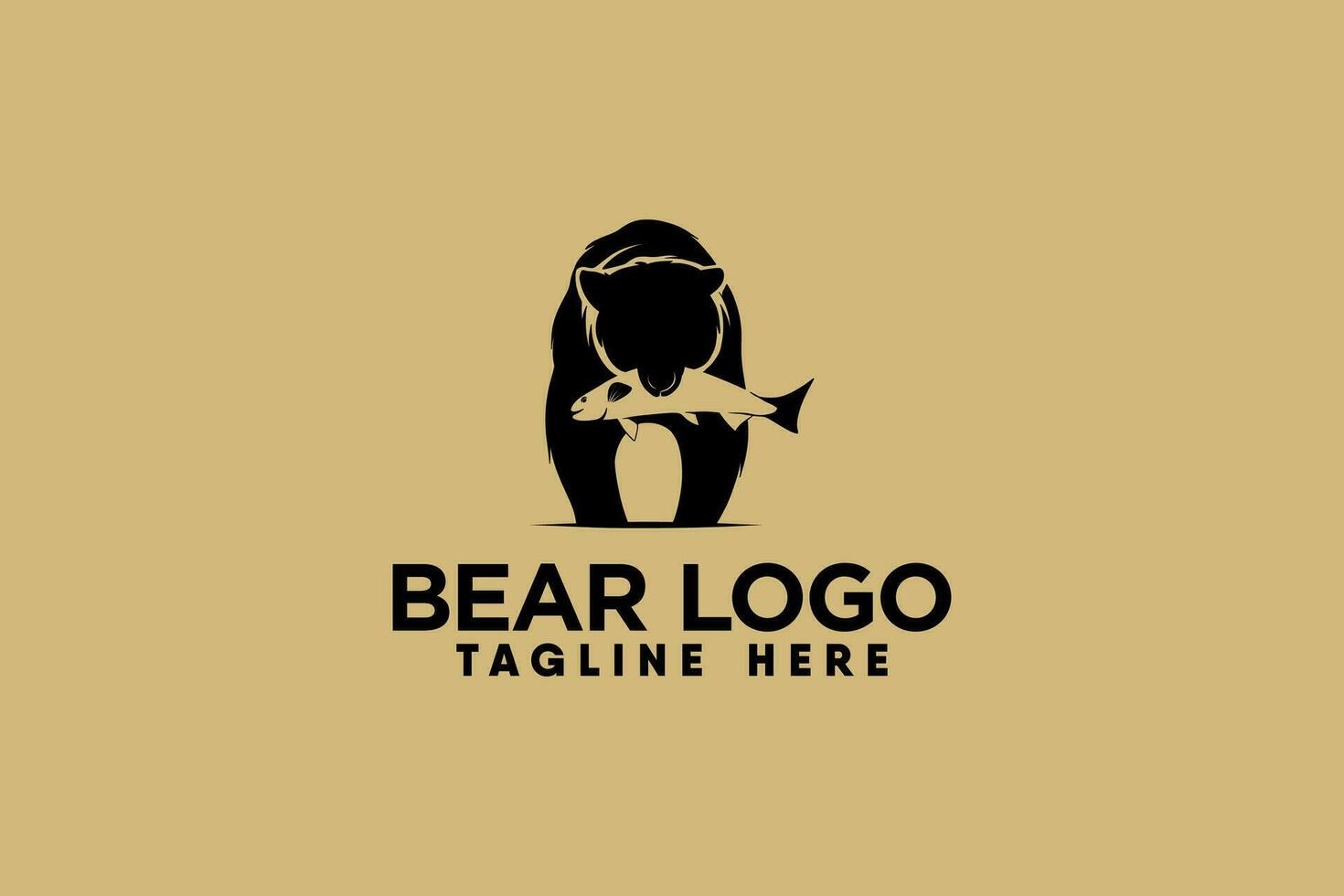 vetor logotipo do uma Urso pegando peixe