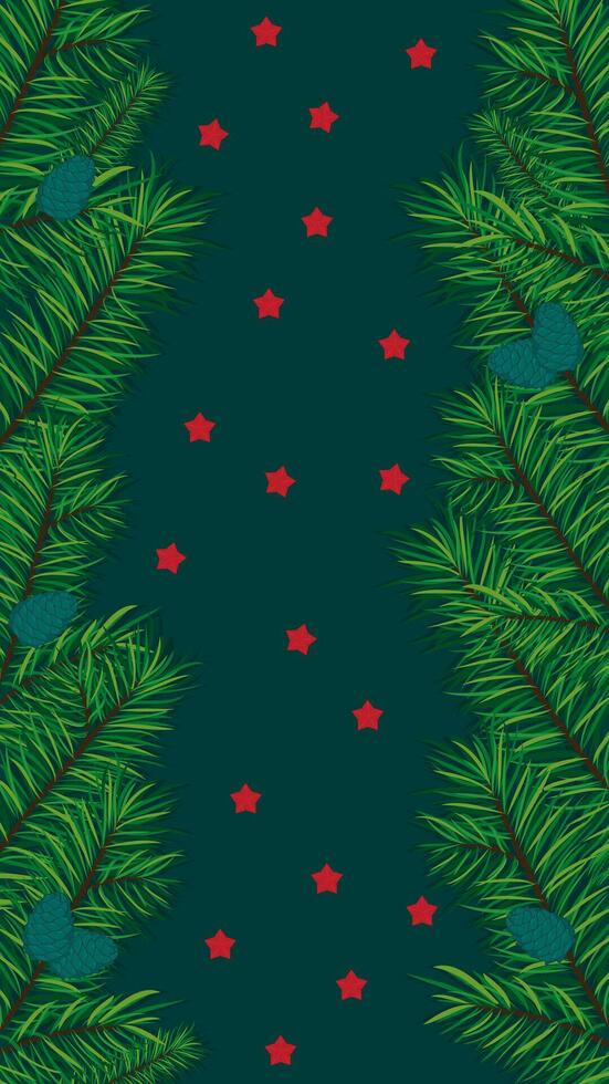 fundo vertical de natal e ano novo, ramos de abeto na ilustração vetorial de cor turquesa vetor