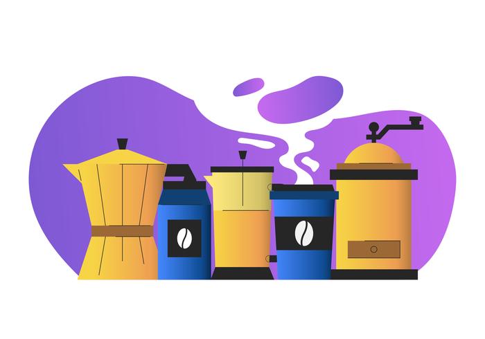 Clipart de elementos de café conjunto ilustração vetorial vetor