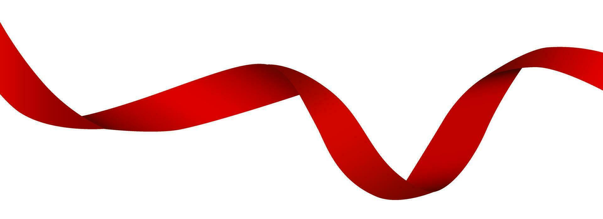 vermelho fita em a isolado fundo, torcido para dentro uma ondulação. desafio festivo realista fita para projetos. vetor