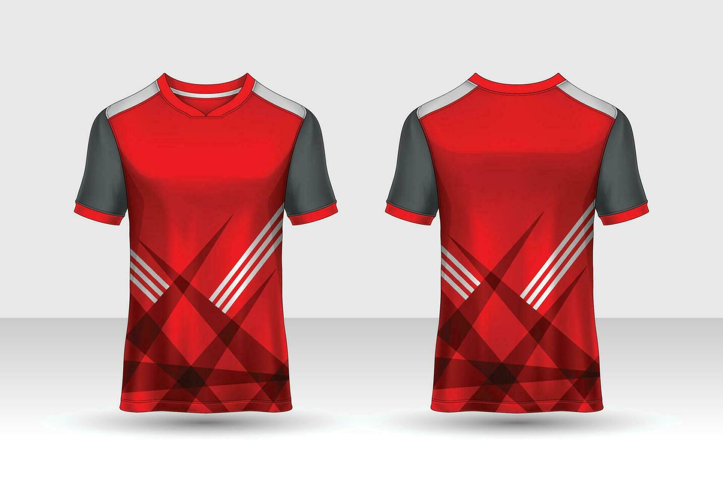 Esportes jérsei t camisa Projeto conceito vetor modelo, raglan volta pescoço tees futebol jérsei conceito com frente e costas Visão para Grilo, futebol, voleibol, rúgbi, tênis e badminton uniforme