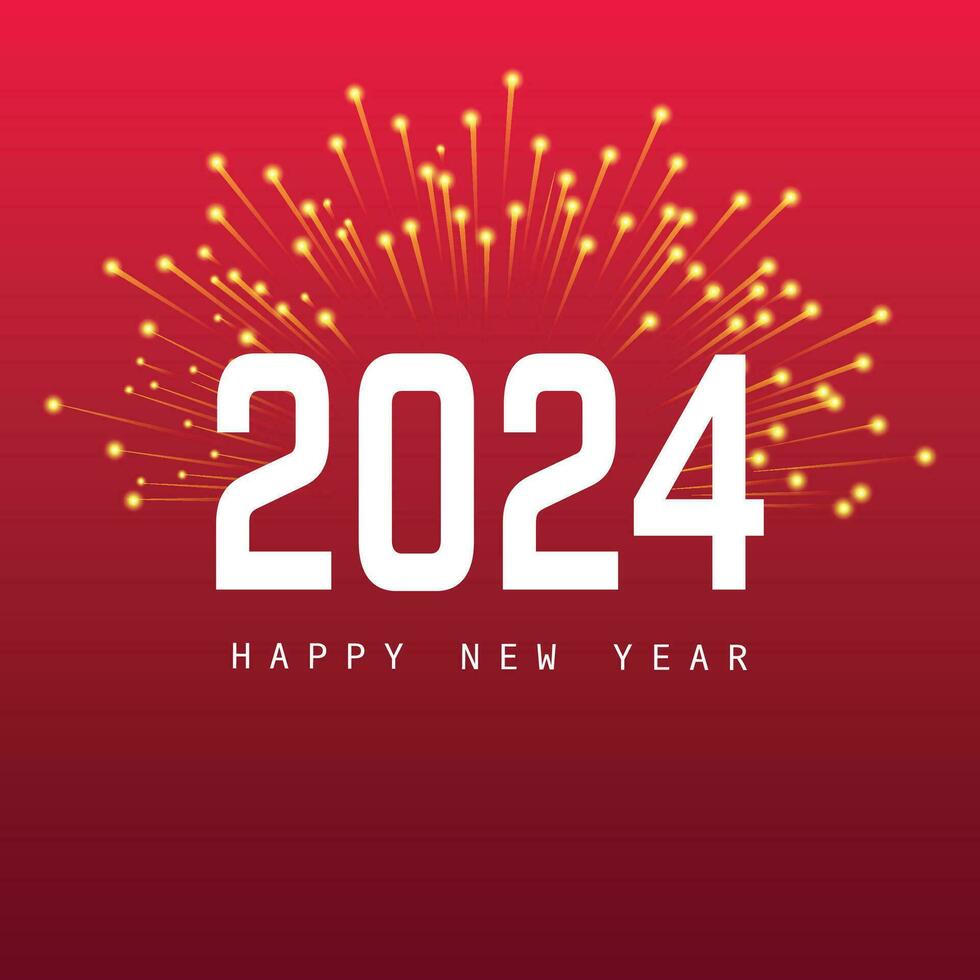feliz Novo ano 2024 quadrado modelo com 3d suspensão número. cumprimento conceito para 2024 Novo ano celebração vetor