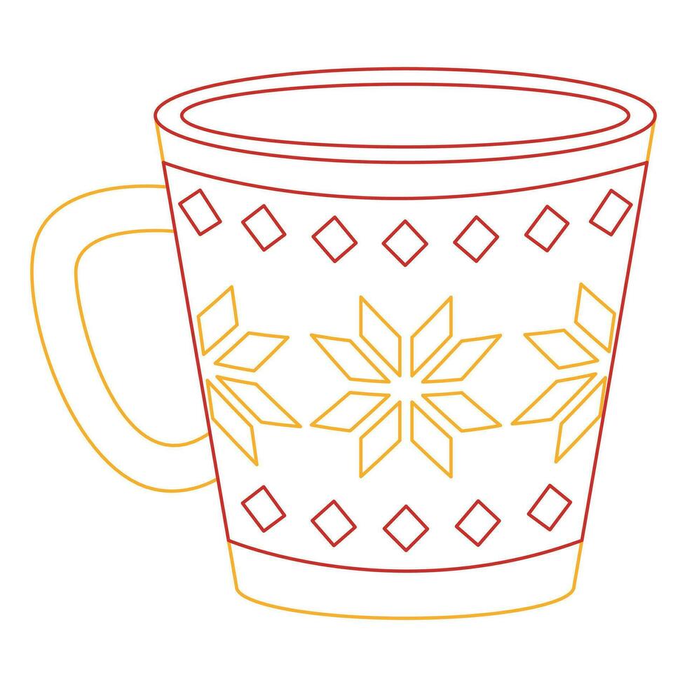 fofa feriado caneca com ornamento. Natal café caneca dentro plano estilo. linha arte. vetor