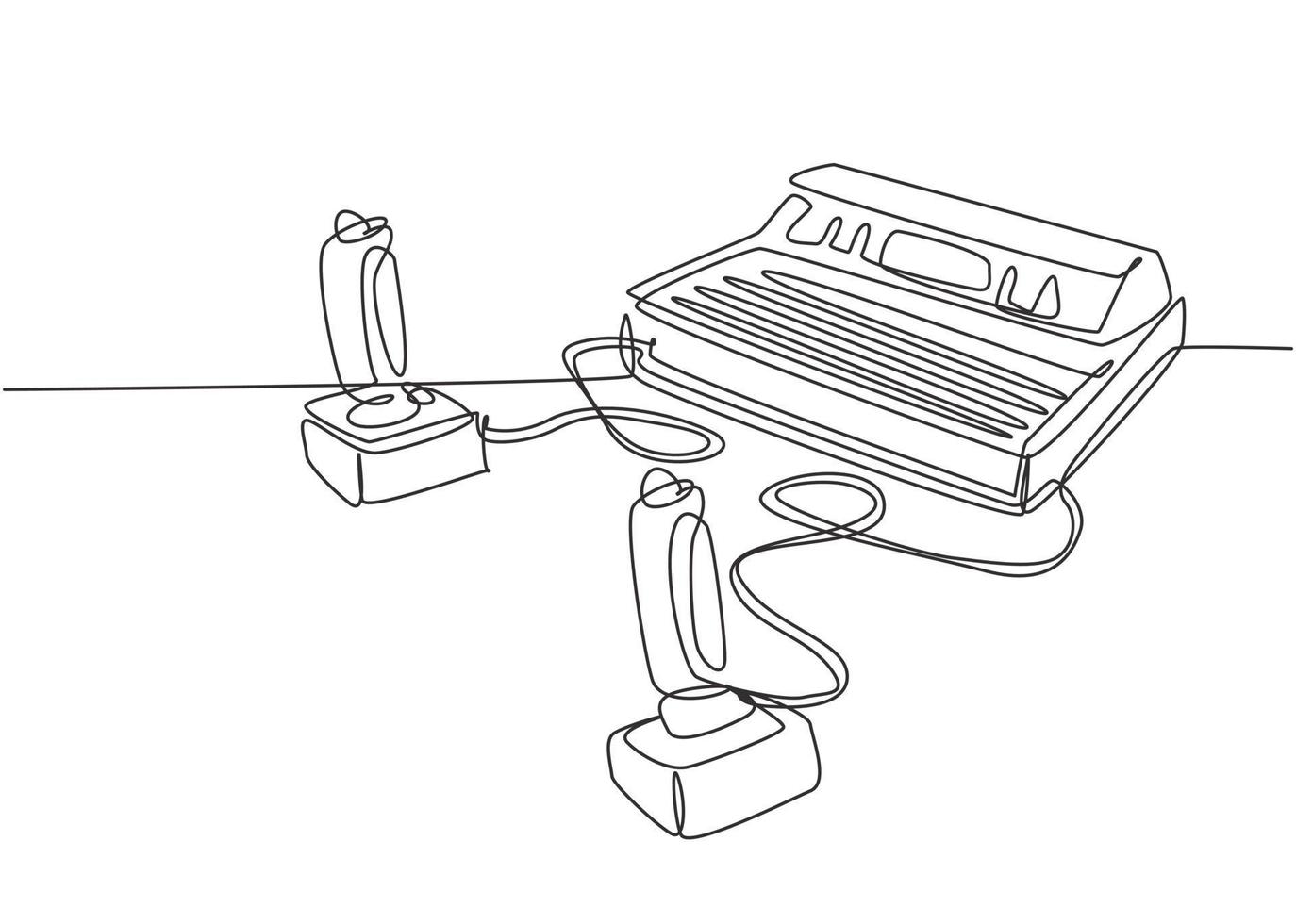 um conjunto de desenho de linha contínuo de máquina de jogador de videogame de console clássico retrô com joystick. conceito de item de jogo de arcade vintage gráfico de ilustração vetorial desenho de linha única vetor