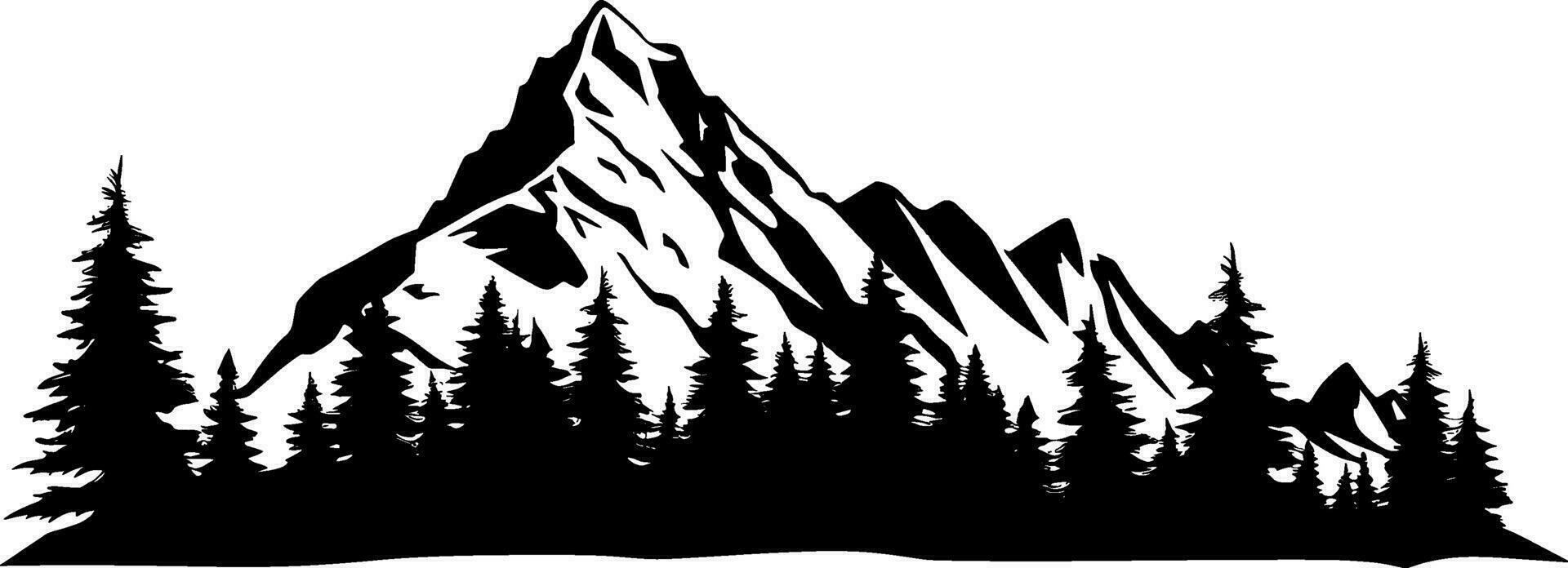 simples desenhado à mão vetor desenhando dentro Preto contorno. natureza, panorâmico paisagem, montanha topo. tinta esboço. turismo, viagem, esporte. ai gerado ilustração.