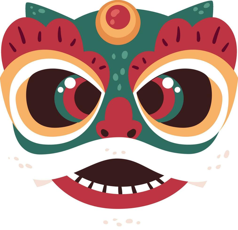 barong máscara, mão desenhado chinês leão dança vetor