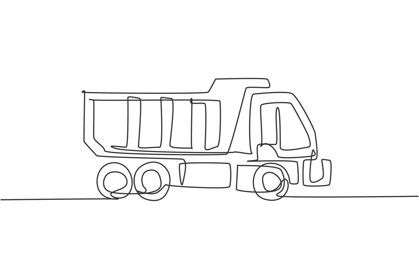 um desenho de linha contínua de caminhão longo para entrega logística de carga, veículo comercial. conceito de equipamento de caminhões de transporte pesado. ilustração gráfica de vetor de desenho de linha única dinâmica