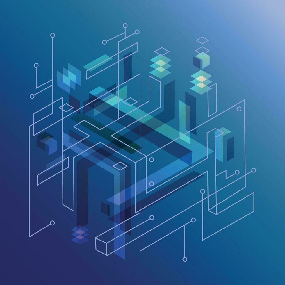 tecnológica fundo com geométrico isométrico formas, figuras e linhas. moderno abstrato fundo para apresentação, rede, imprimir, poster, imprimir, papel de parede, folhetos e mais. vetor ilustração