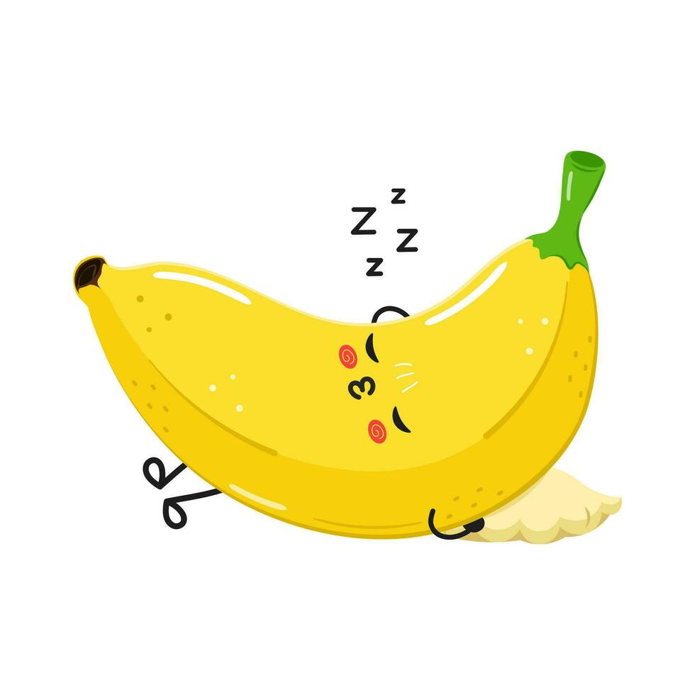 banana dormindo personagem. vetor mão desenhado desenho animado kawaii personagem ilustração ícone. isolado em branco fundo. banana dormir personagem conceito