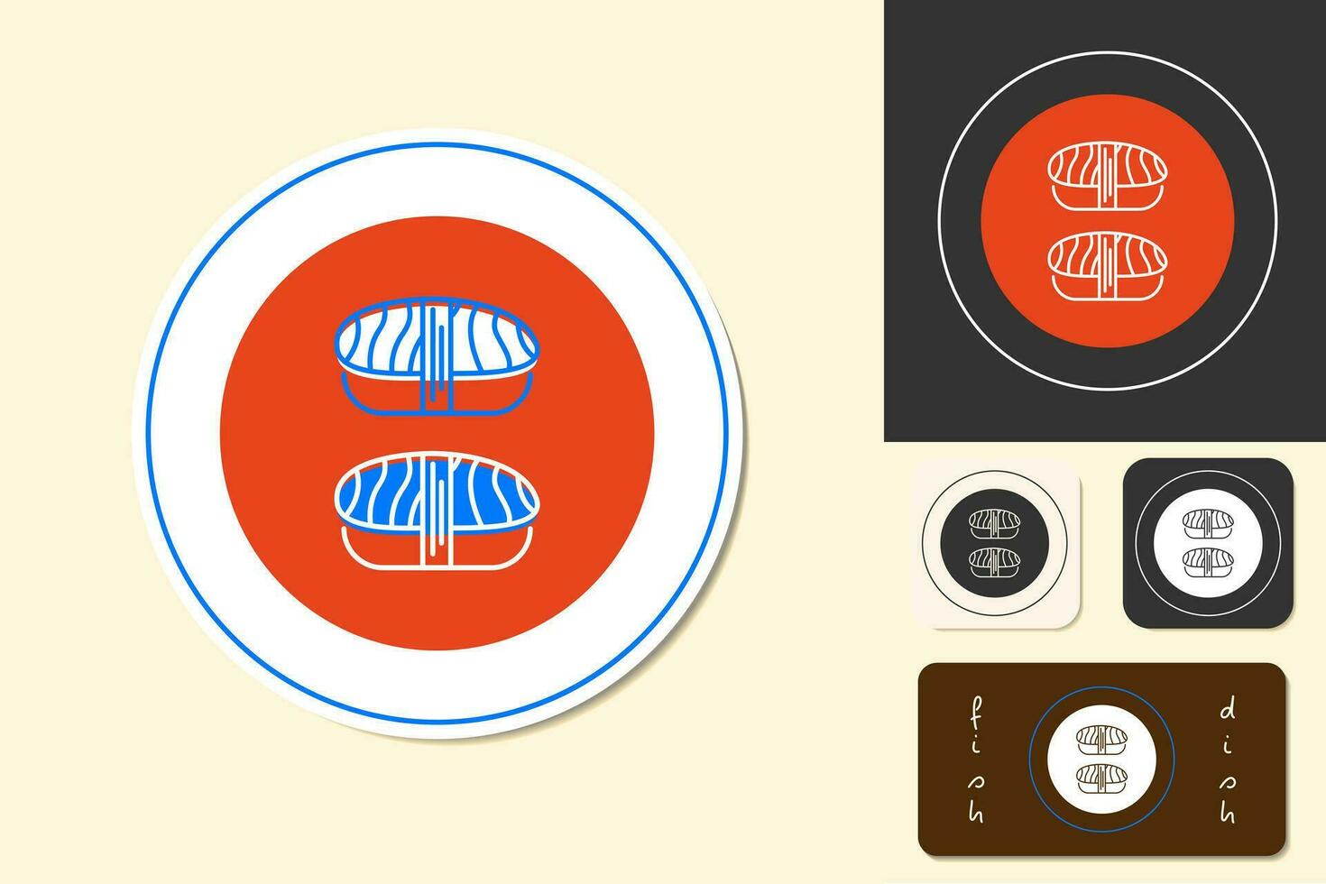 Sushi logotipo modelo.japonês tradicional Comida ícone vetor