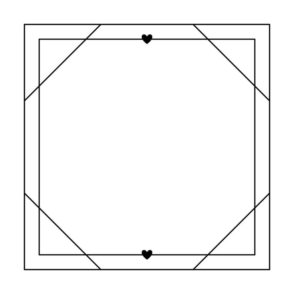 namorados dia amor estético quadrado quadro, Armação com corações na moda monoline geométrico minimalista linear forma para social meios de comunicação ou poster Projeto vetor