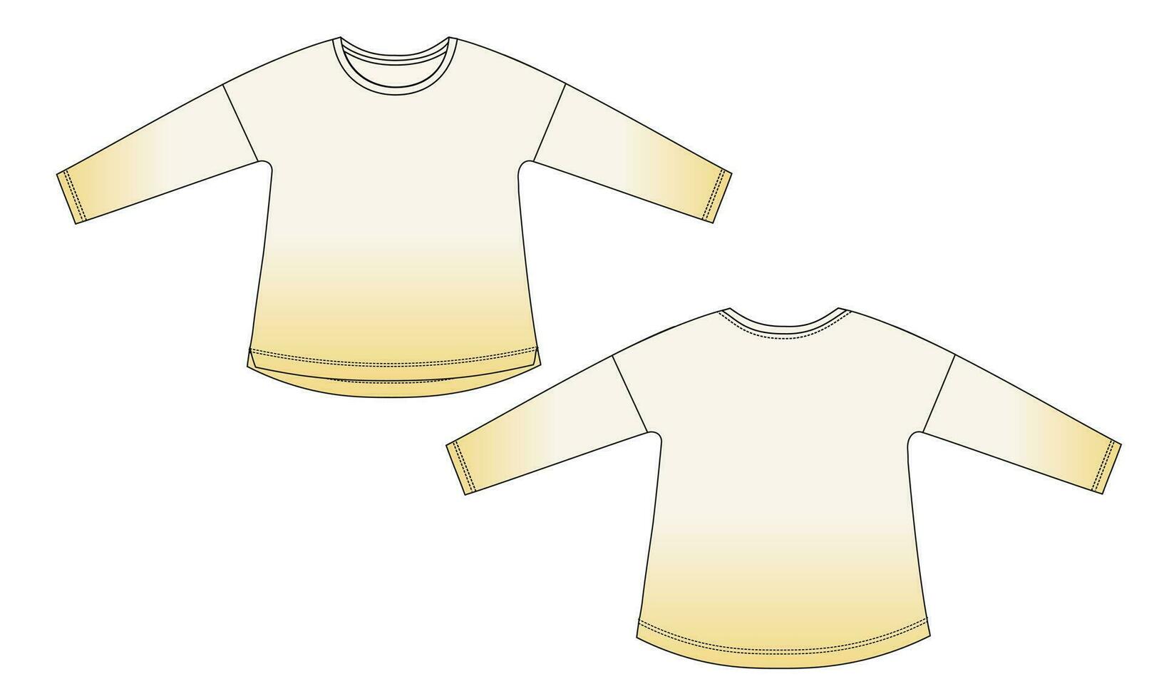 modelo de ilustração vetorial de tops de camiseta de manga longa para senhoras vetor
