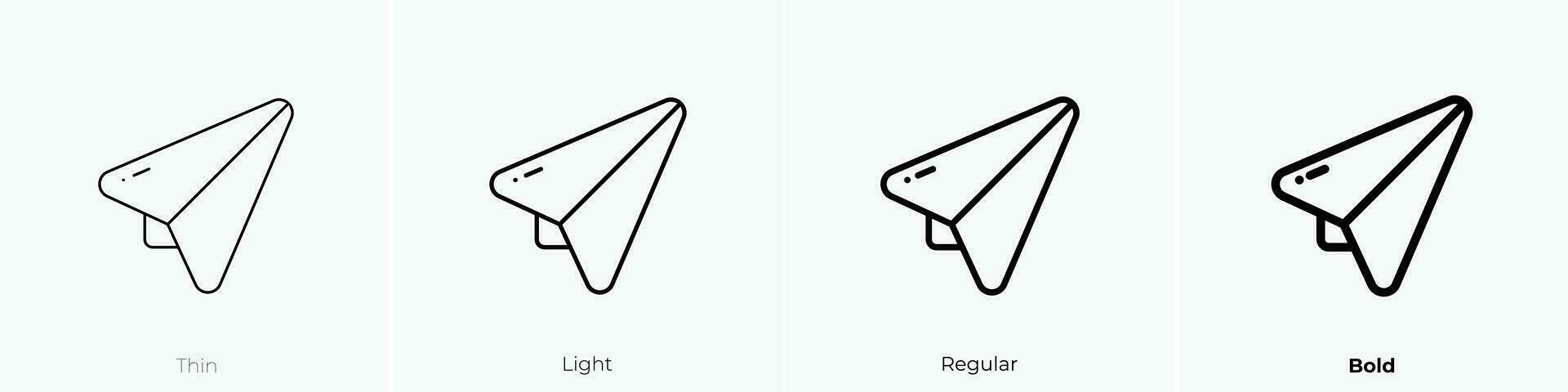 avião ícone. afinar, luz, regular e negrito estilo Projeto isolado em branco fundo vetor