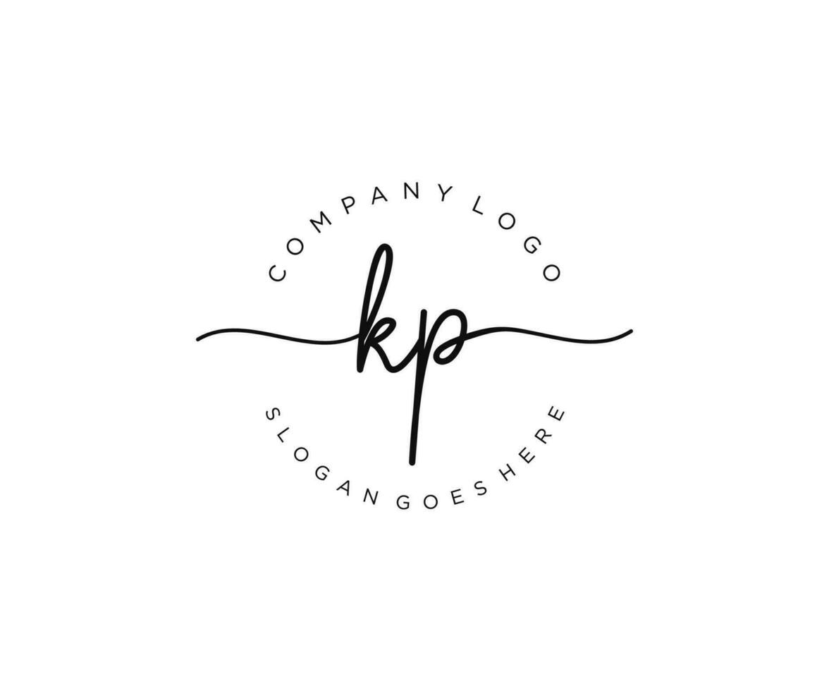 monograma de beleza de logotipo feminino inicial kp e design de logotipo elegante, logotipo de caligrafia de assinatura inicial, casamento, moda, floral e botânico com modelo criativo. vetor