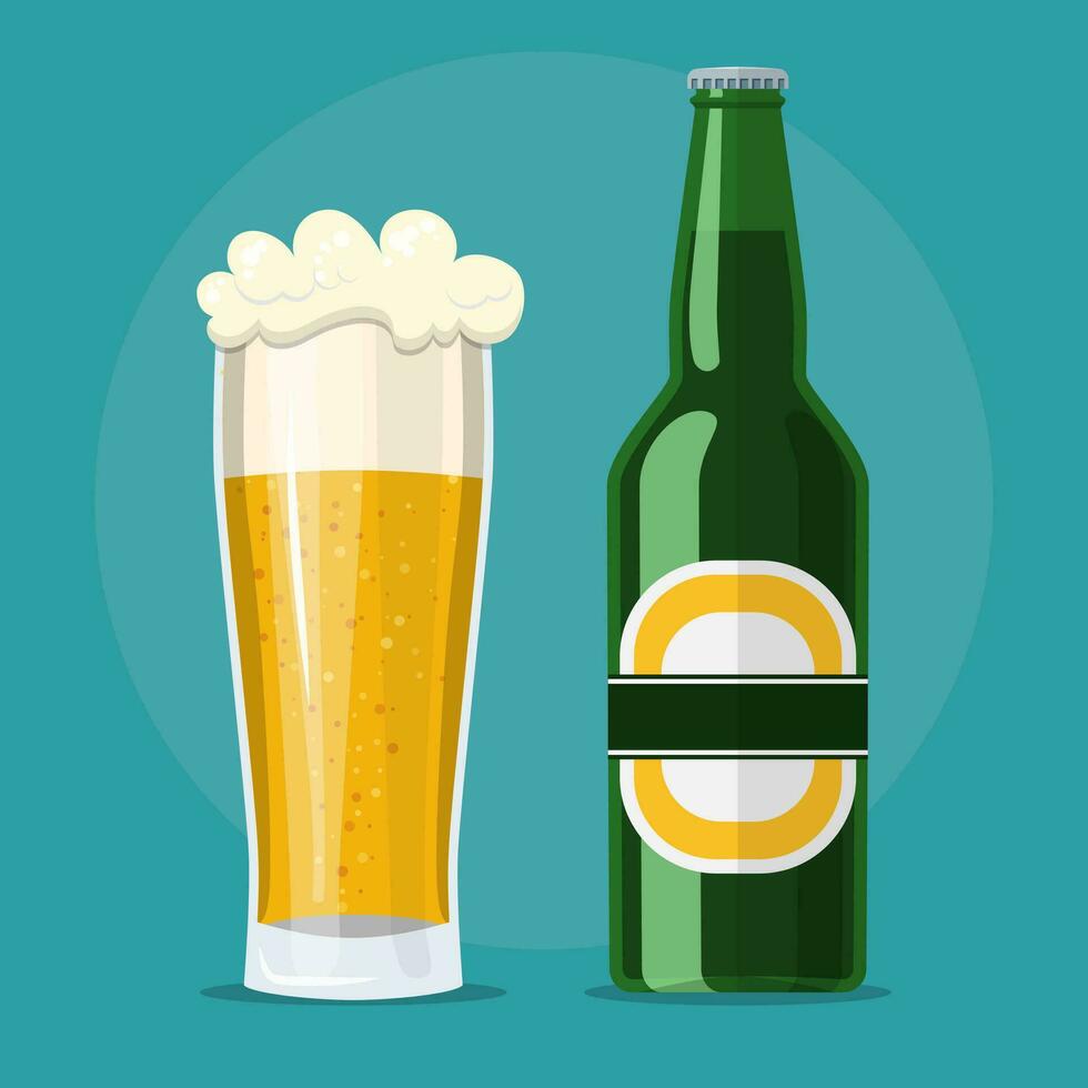 vidro do Cerveja e garrafa plano ícone vetor