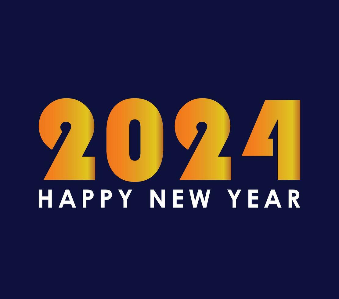 feliz Novo ano 2024 com laranja e azul texto vetor