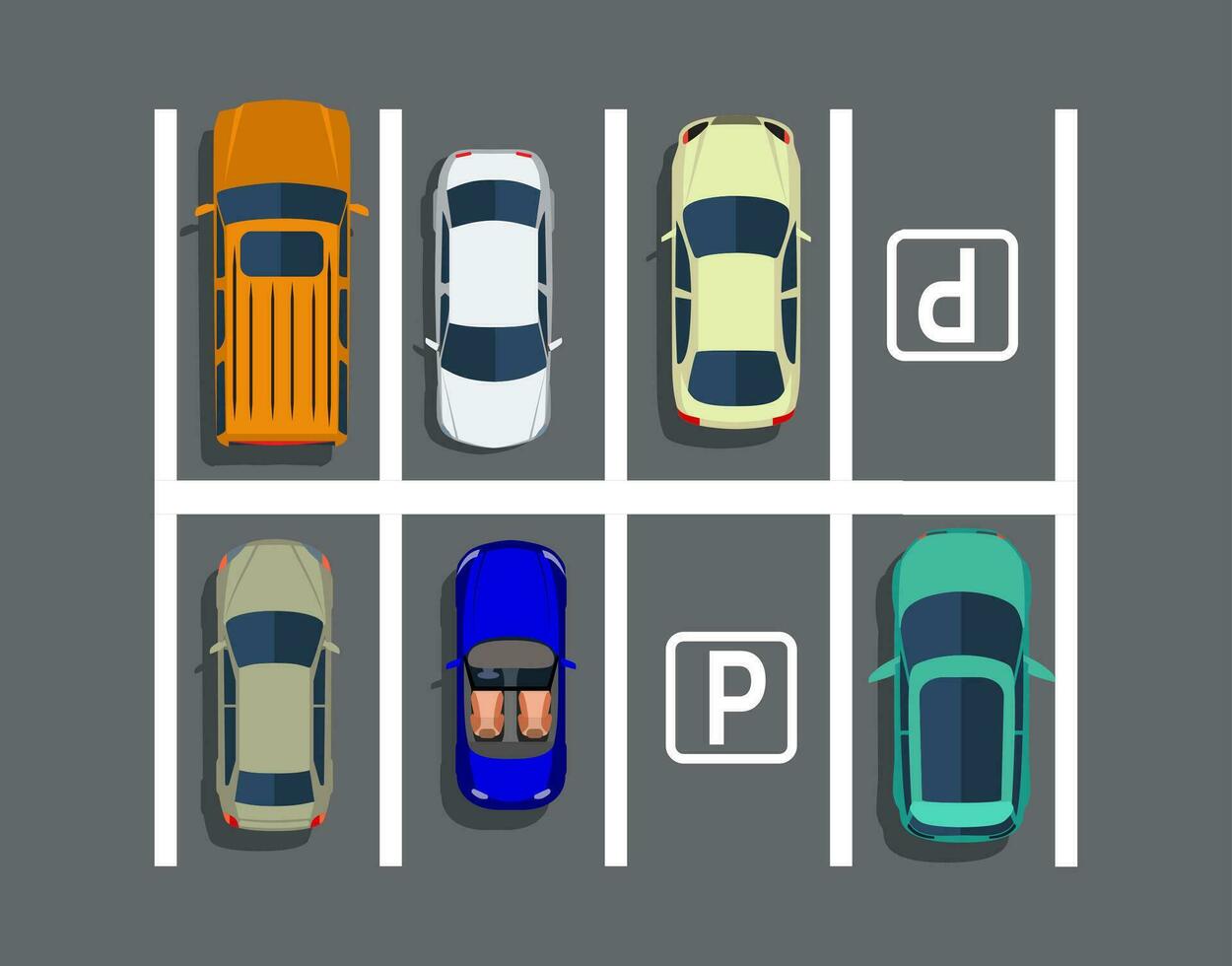 cidade estacionamento muitos com diferente carros. vetor