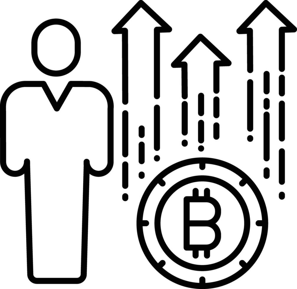 aumentar bitcoin do utilizador esboço vetor ilustração ícone