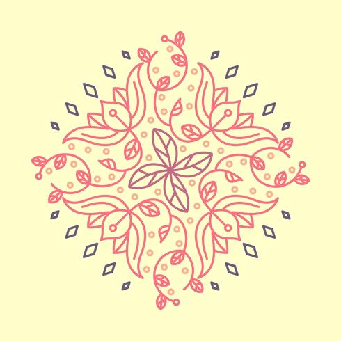 Flor indiana plana Kolam padrão Vector Illustration