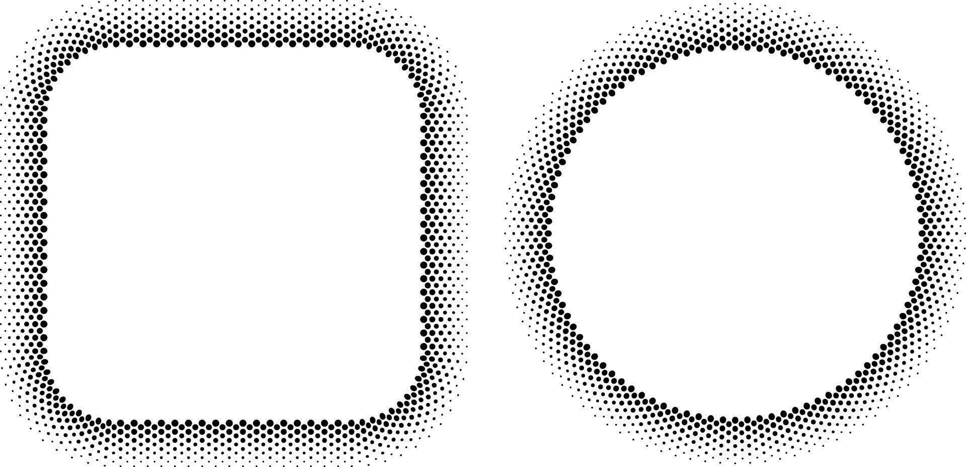 círculo e quadrado pontos meio-tom quadro, Armação conjunto vetor