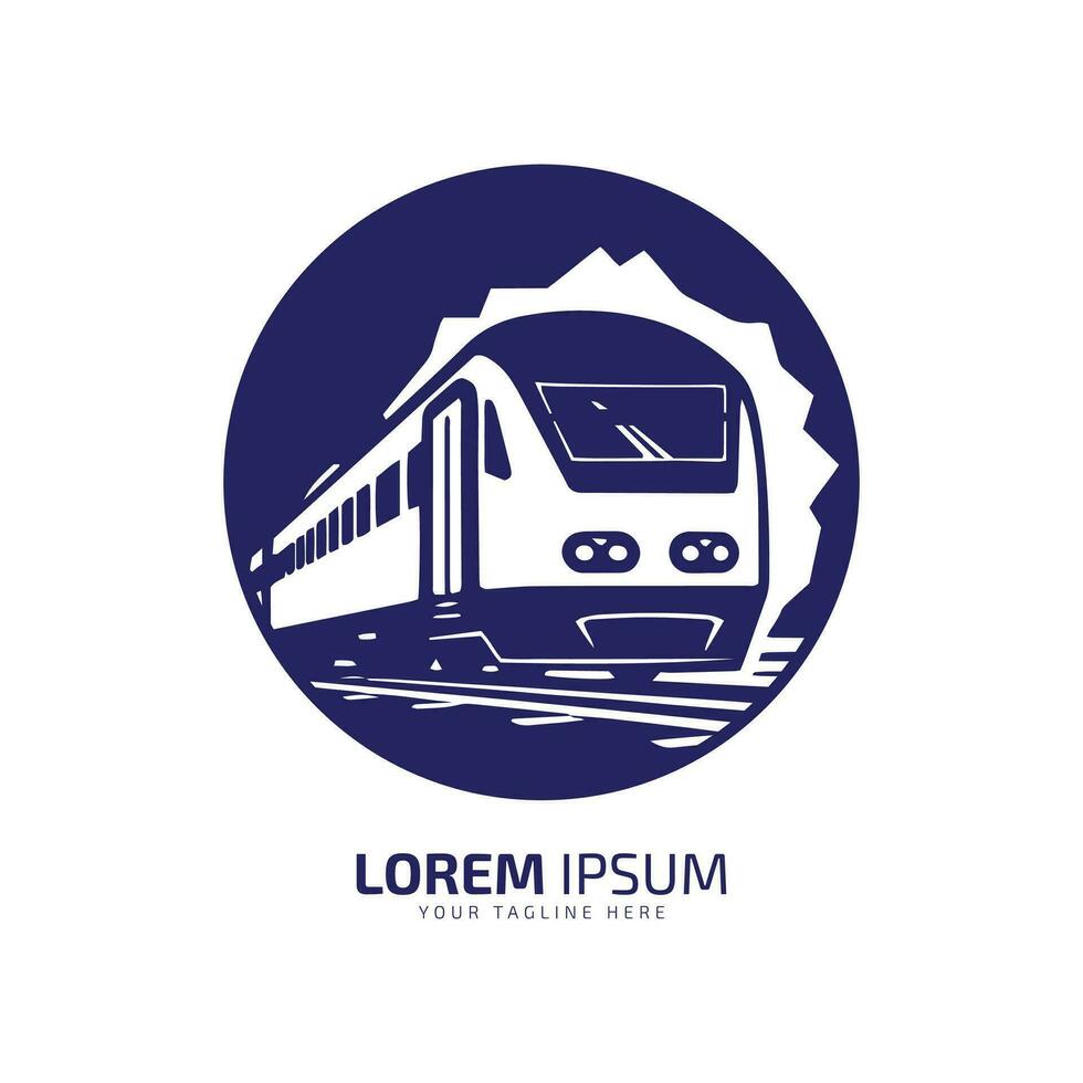 uma logotipo do azul trem ícone abstrato trilho vetor silhueta em branco fundo