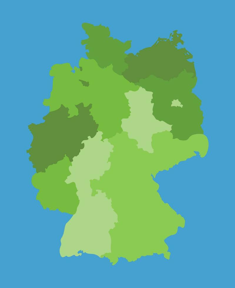 Alemanha vetor mapa dentro escala verde com regiões
