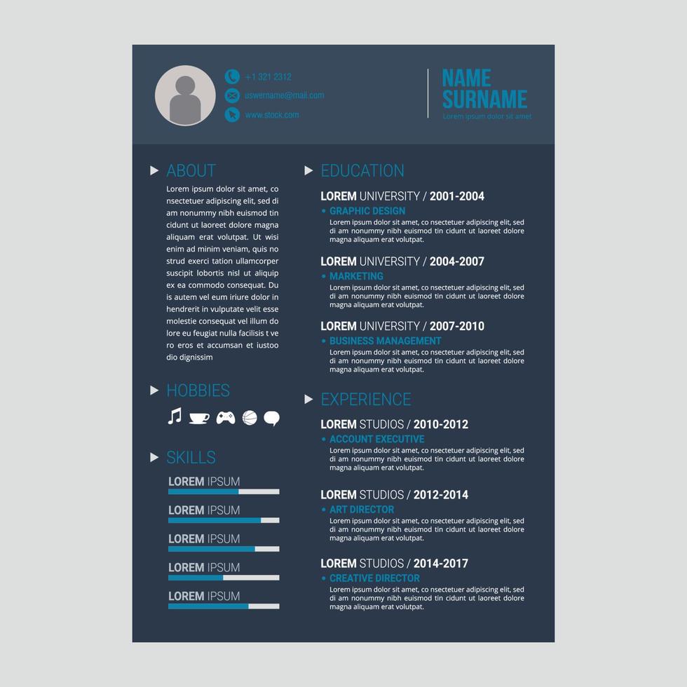 design de modelo de currículo profissional cv e papel timbrado vetor