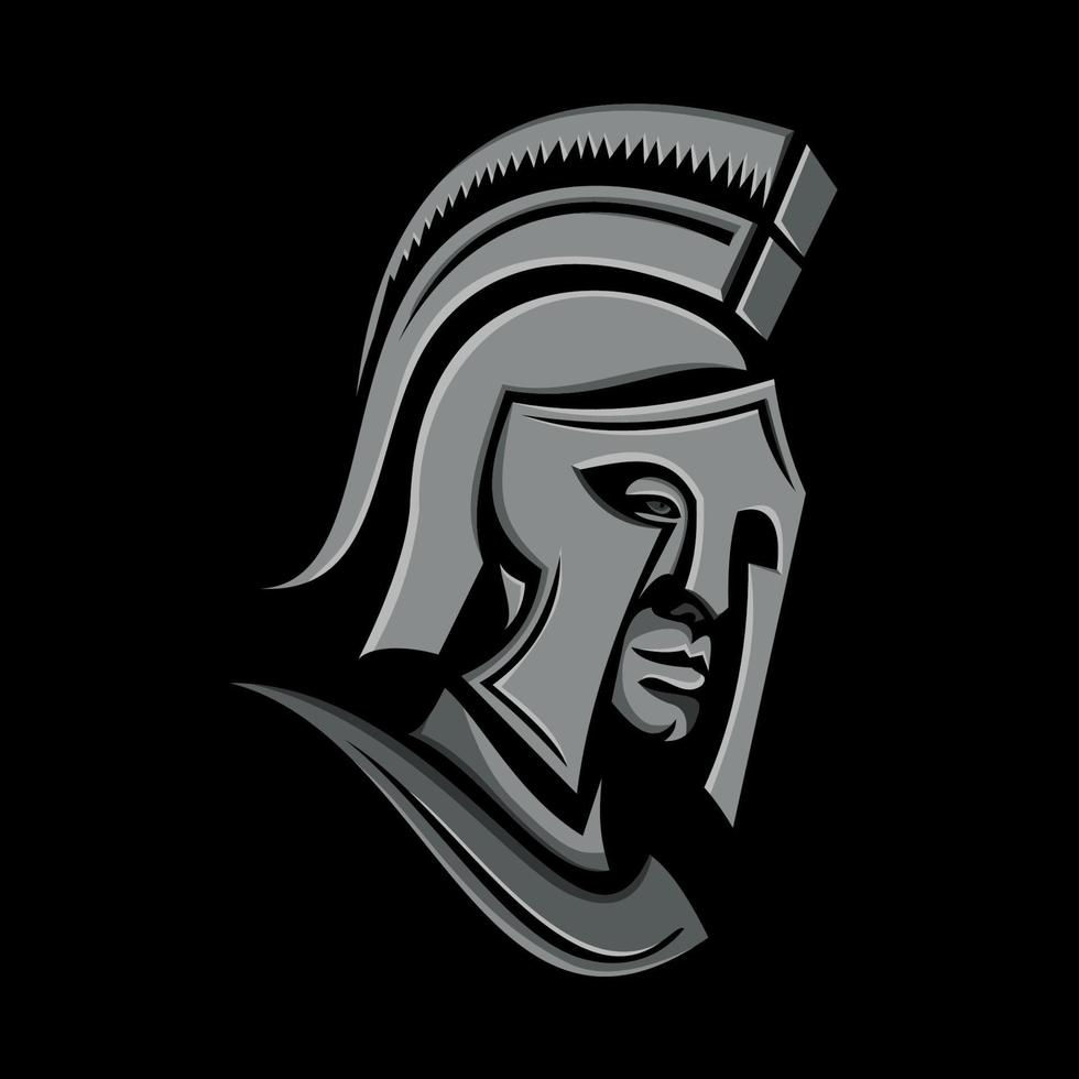 mascote ícone metálico de cabeça espartana vetor