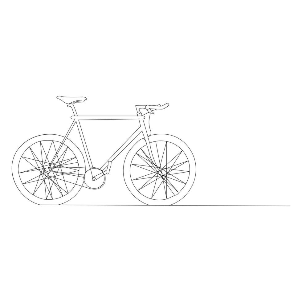 bicicleta solteiro contínuo linha desenhando . na moda 1 linha desenhar Projeto vetor ilustração