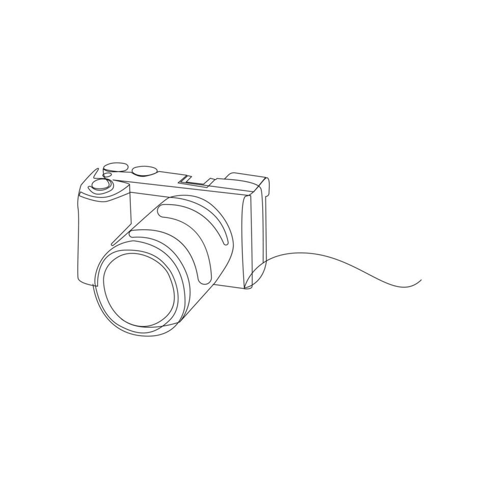 Câmera solteiro contínuo linha desenho. contínuo linha desenhar Projeto gráfico vetor ilustração