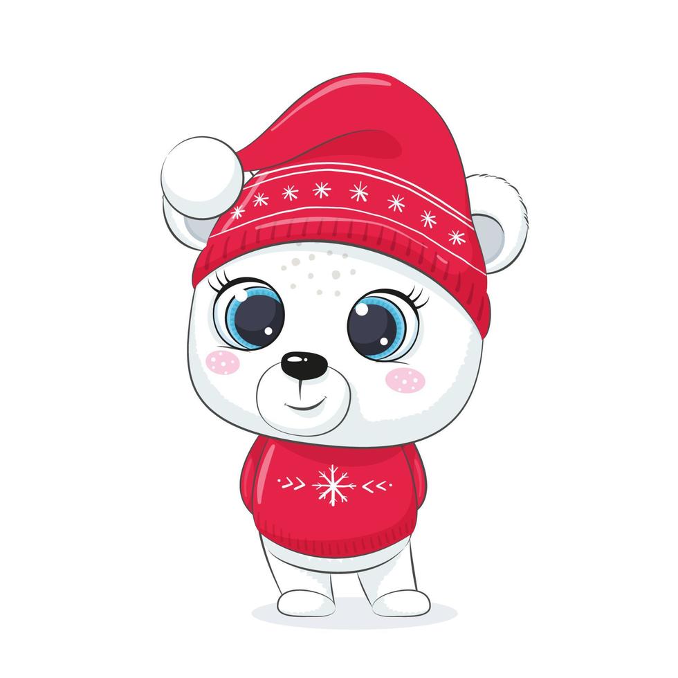 urso polar fofo. projeto de feliz natal. vetor