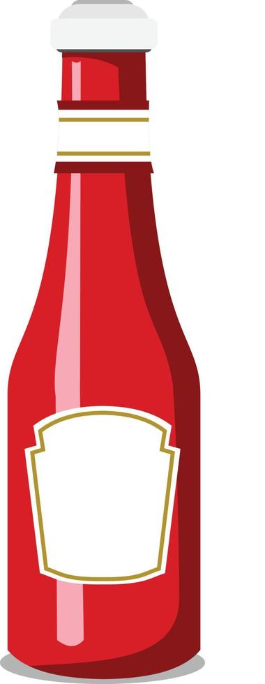 uma garrafa de ketchup vermelha com adesivo branco vetor