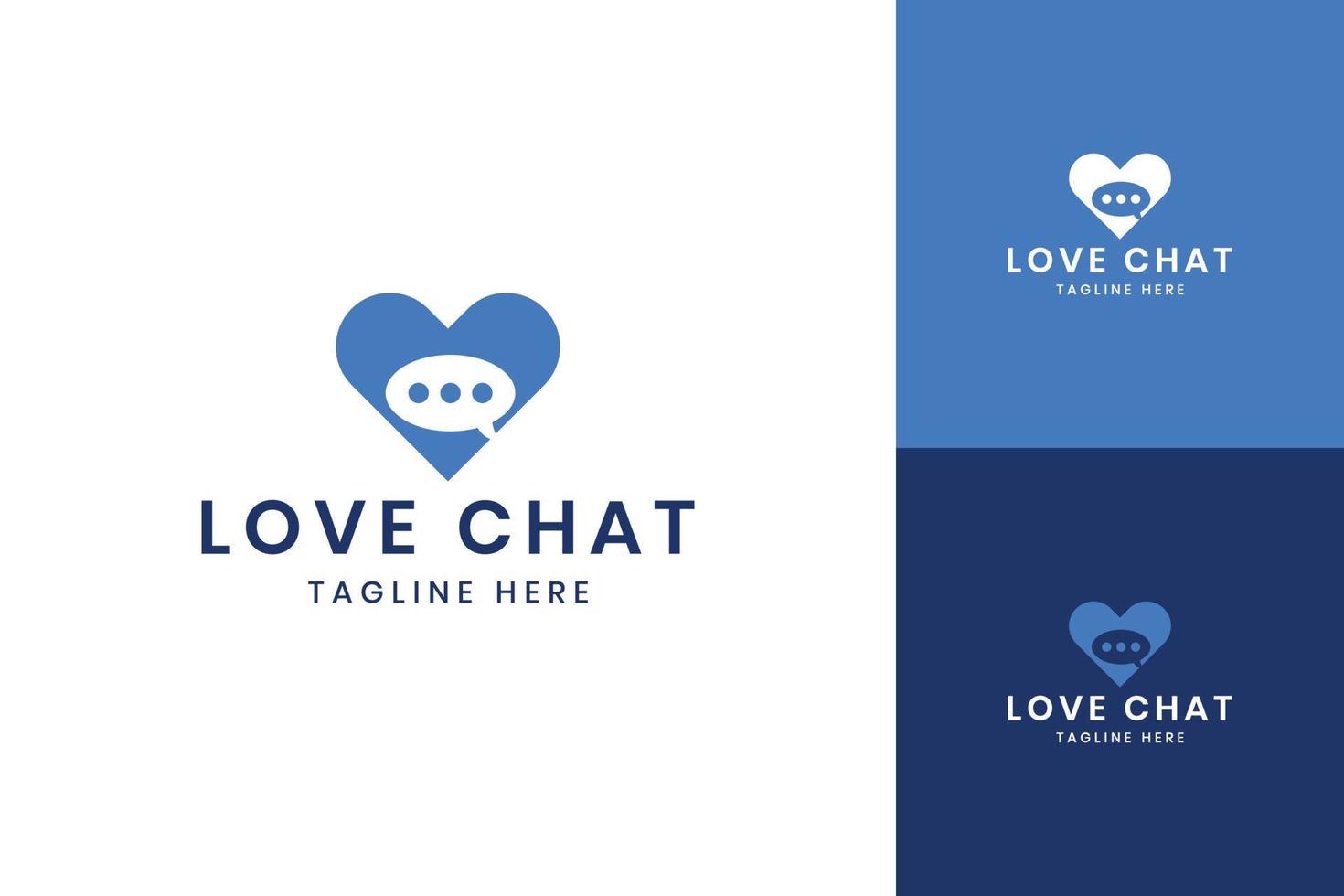 design do logotipo do espaço negativo do chat de amor vetor