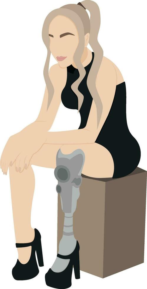 ilustração do uma menina com uma protético perna dentro plano estilo. plano ilustração em a tema do corpo positividade vetor