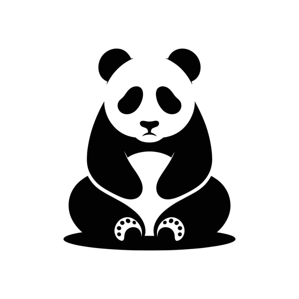 limpar \ limpo e mínimo panda logotipo dentro silhueta vetor ícone