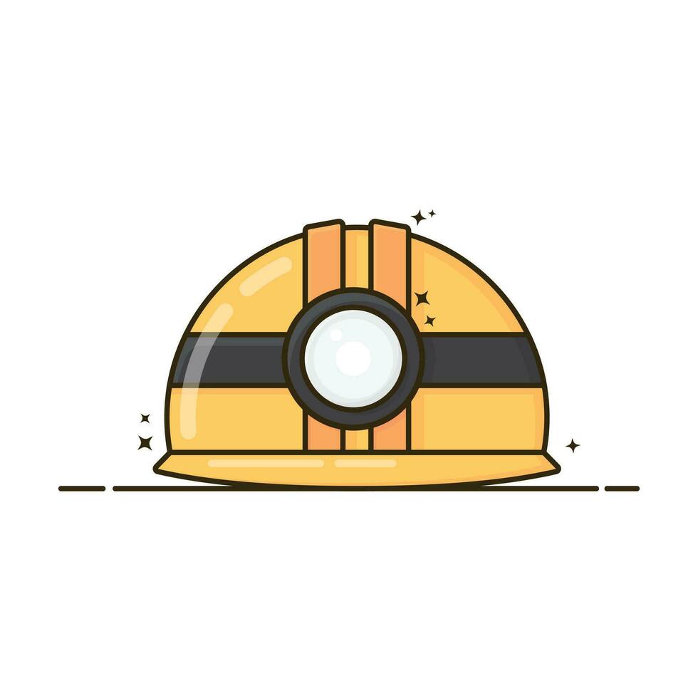 ilustração fofa desenho animado vetor do mineração capacete, construção capacete, amarelo cor isolado de branco cor