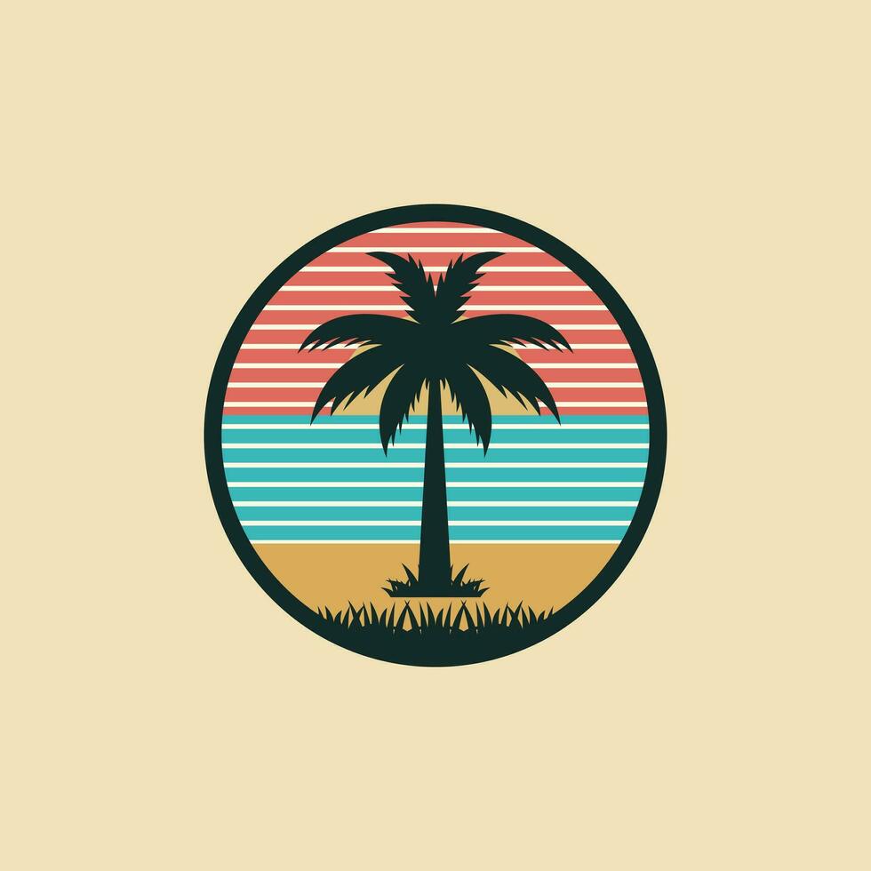 tropical ilha conceito logotipo Projeto vetor com Palma árvore