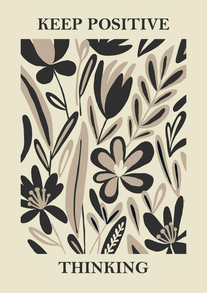 botânico Matisse inspirado flor parede arte cartazes, folheto, folheto modelos, contemporâneo colagem. orgânico formas, linha floral padronizar com positivo citar, manter positivo pensando vetor