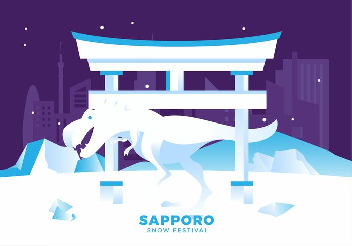 Ilustração em vetor Festival de neve de Sapporo