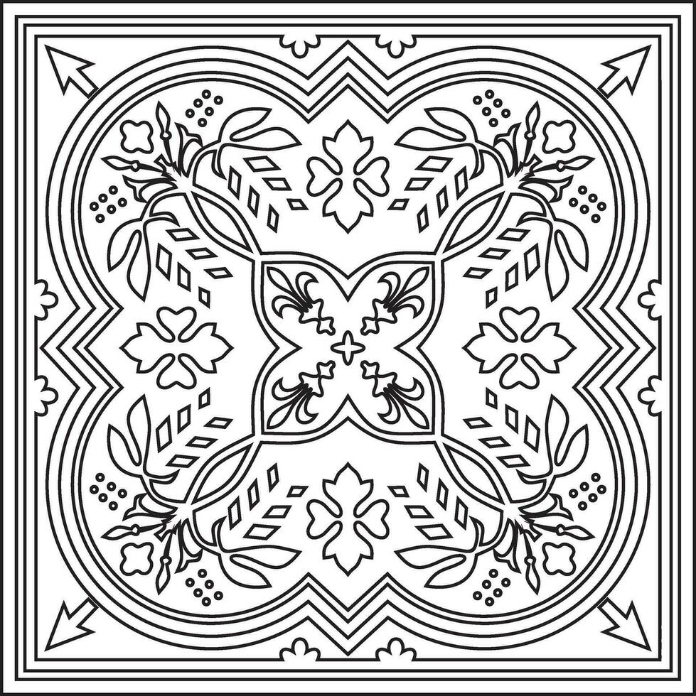 vetor monocromático quadrado europeu ornamento. clássico padronizar do antigo Grécia, romano Império. adequado para jato de areia, plotter e laser corte