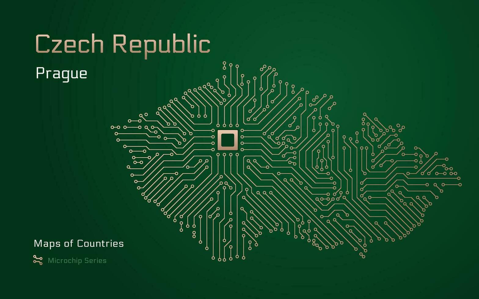 tcheco república mapa com uma capital do Praga mostrando dentro uma microchip padronizar com processador. e-governo. mundo países vetor mapas. microchip Series