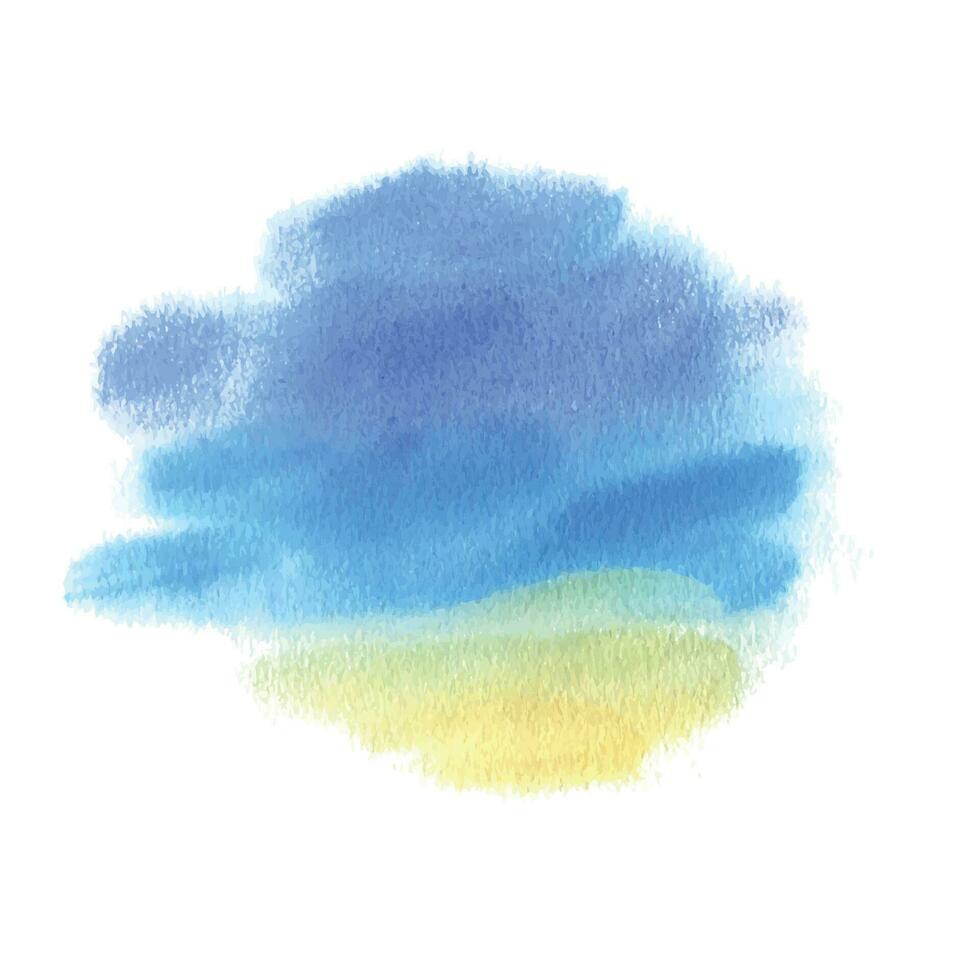 fundo com azul céu, turquesa mar e amarelo areia dentro a forma do uma local com borrado, suave arestas. brilhante suculento aguarela ilustração desenhado de mão. isolado objeto em uma branco fundo vetor