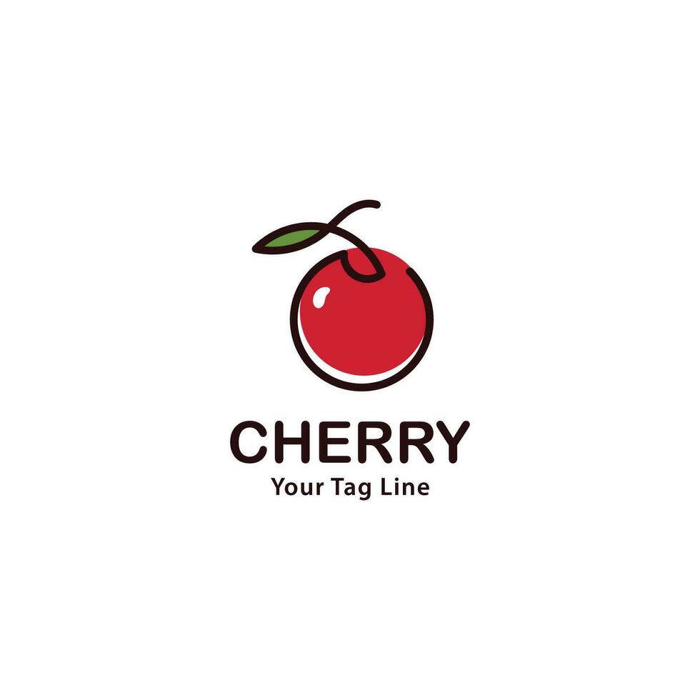 cereja fruta logotipo com vermelho cor vetor