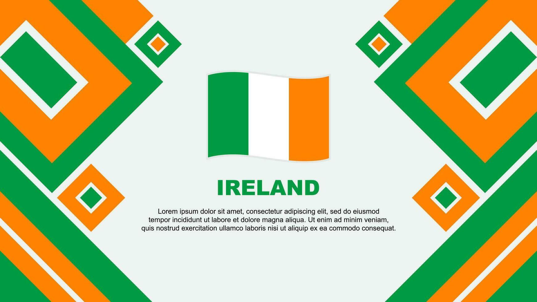 Irlanda bandeira abstrato fundo Projeto modelo. Irlanda independência dia bandeira papel de parede vetor ilustração. Irlanda desenho animado