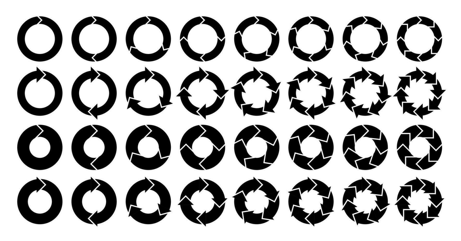 circular Setas; flechas. círculo seta infográfico gráficos, volta degrau opcional diagrama. o negócio processo argolas, reciclar e movimento ícones vetor isolado modelo