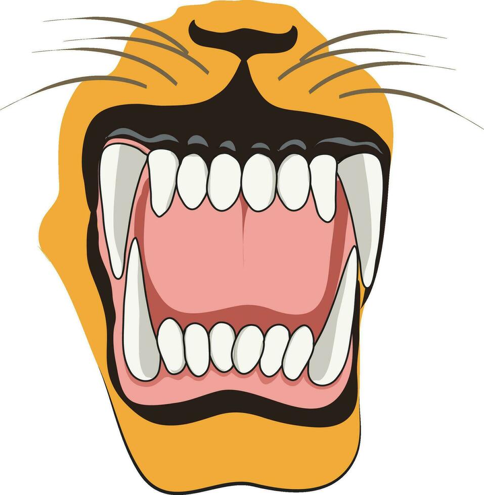 ilustração mostrando dentes e bigodes do uma leão vetor